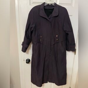 Preston & York Dark Purple lined Trench Coat 10 Petite